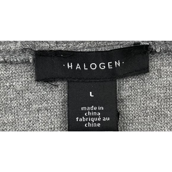 Halogen Maxi Skirt Womens L Gray Rib Sweater Knit Minimalist Capsule Side Slits - Picture 4 of 12